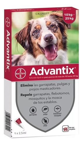 Pipeta Advantix De 10 A 25 Kg Para Perros Razas Mascotas 