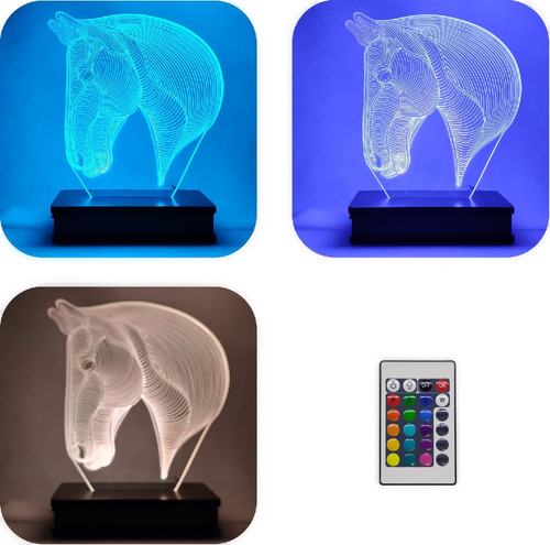 Lámpara Led 3d Caballo 4  16 Colores Control Remoto Rgb 1