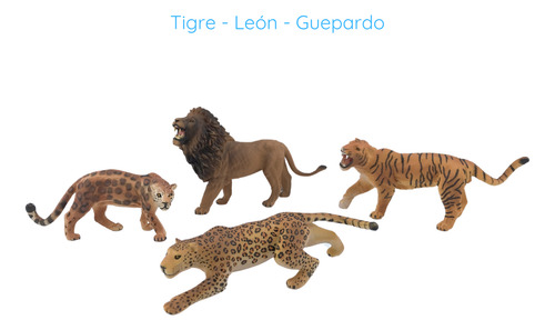 Juguete Animales De La Selva Familia Tigre León Guepardo X4