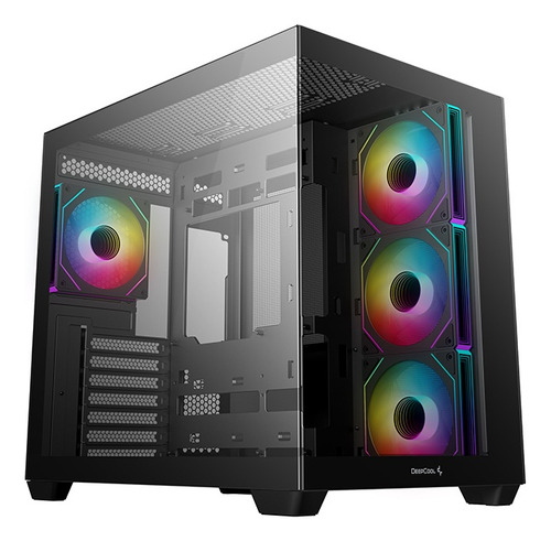Case Deepcool Cg530 4f, V/templado, Argb Color Negro