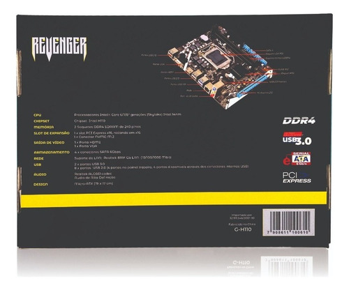 Placa Mãe Revenger Knup Lga1151 Intel H110 32gb Usb 3.0 Kp