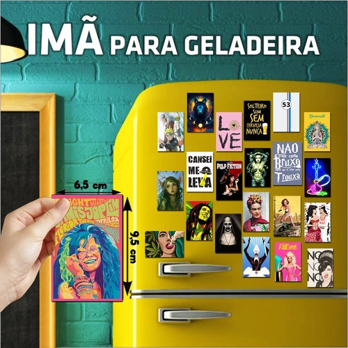 Kit 100 Imã De Geladeira Poster Bandas Rock Personalizados