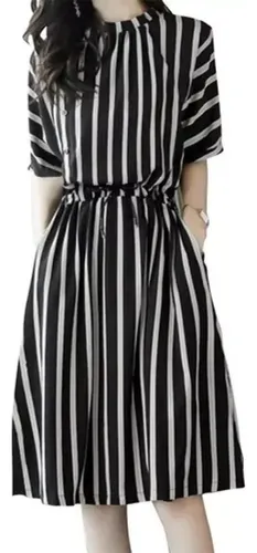 Vestido Listrado Vertical Midi MercadoLivre
