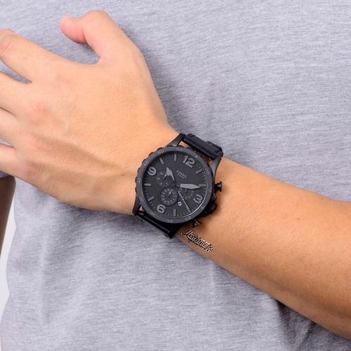 Relógio Fossil Masculino Nate Jr1354/2pn Preto Cronógrafo