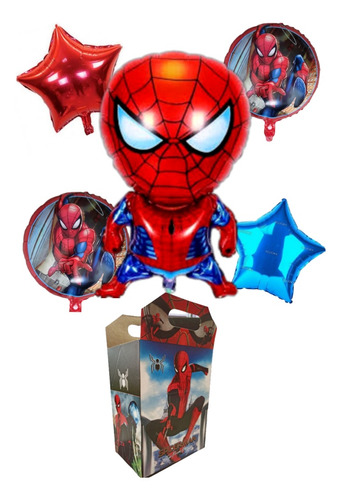 Spiderman Hombre Araña Set Globo Decoración Dulcera 10 Niños