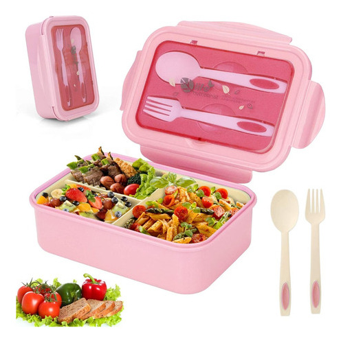 Bento Box, 1400ml Caja De Almuerzo, Reutilizable Caja