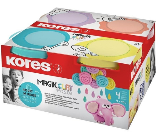 Foamy Masa Moldeable Magik Clay Kores X 4 Pastel 40gr/c/u