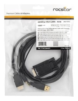 Cable Video Hdmi Vga 5.9 ft Para Dispositivo 15 Pin Hd