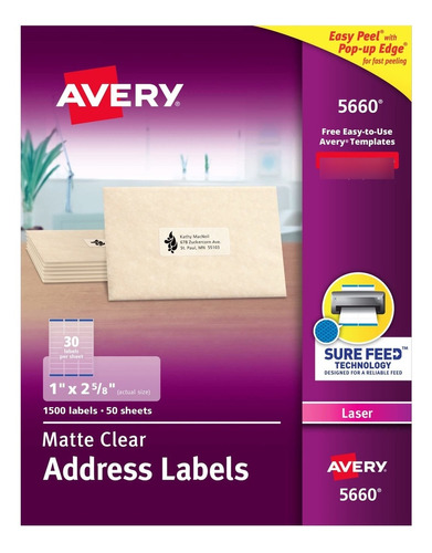 Avery Etiqueta Transparente Facile Despegar Para Laser 1