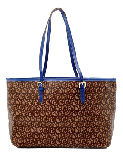 Imagen 3 de 6 de Bolsa Hpc Polo Tote Signature Chocolate Con Azul