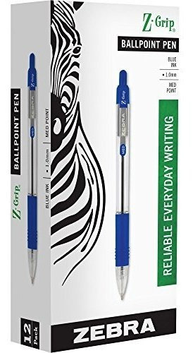 Bolígrafo Retráctil Zebra Z-grip, Azul, Medio (docena)