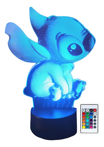 Stitch Lampara Led 3d Ilusión Touch Control 16 Colores