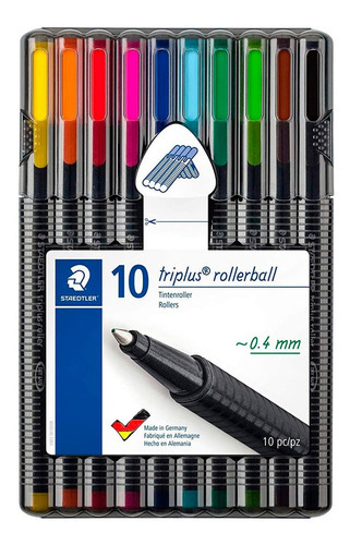 Bolígrafo Staedtler Triplus con 10 colores, 0,4 mm, tinta variada, color exterior negro