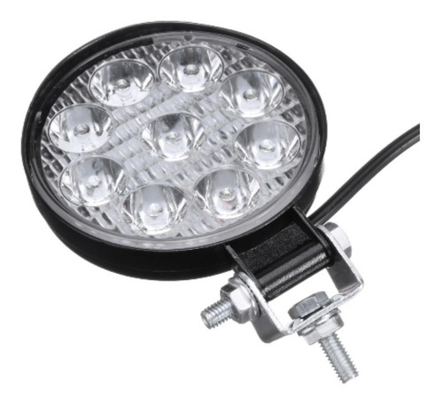 Imagen 4 de 10 de Par Faro 9 Led Redondo 27w Camión Maquinaria Agrícola Y Vial