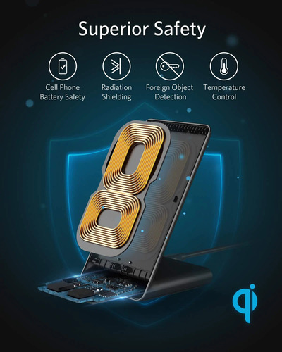 Imagen 9 de 9 de Cargador Inalámbrico Stand Qi Anker Powerwave iPhone Android