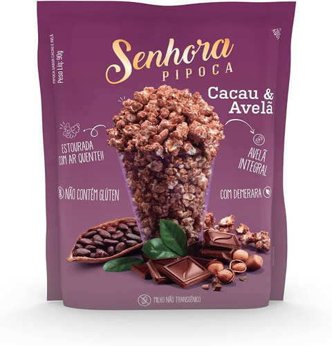 Pipoca Pronta Cacau E Avelã 100g Senhora Pipoca