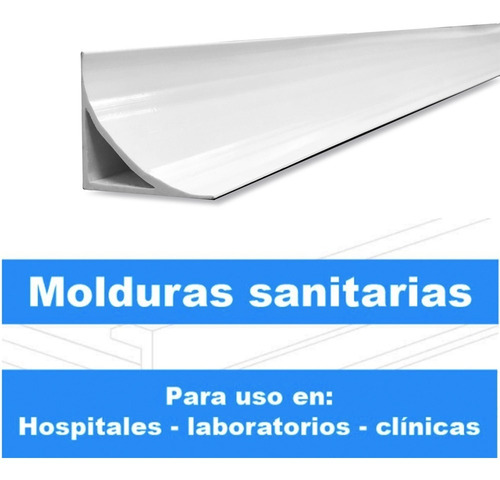 Imagen 2 de 9 de Zoclo Curva Sanitaria Pvc Blanco (4 Piezas De 2.44mts)