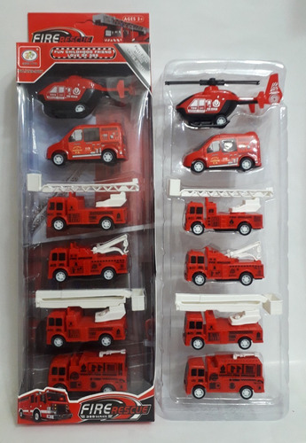 Set De Carritos Vehículos De Bomberos 