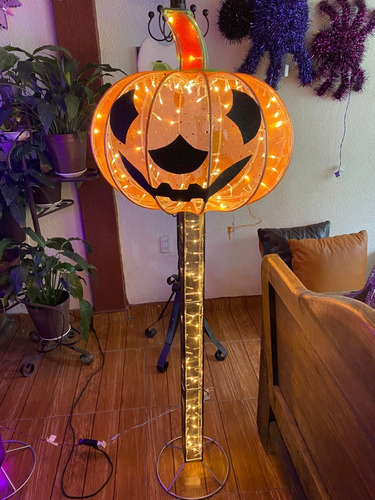 Calabaza Luz Led Pie | Preciosa Calabaza Halloween 1.43 H