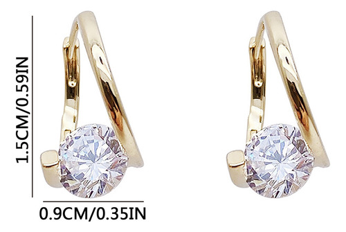 Pendientes En Forma De R Con Tachuelas Redondas De Diamante,
