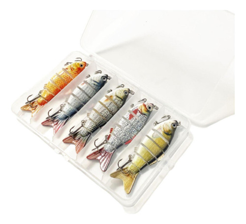 Iscas Artificiais Kit Com 5 Peixes Super Realistas Hélice