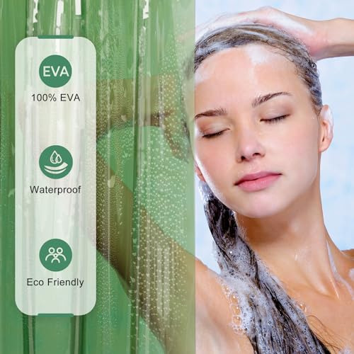 Cortina De Ducha Amazerbath, 100% Eva Suave Verde Transparen