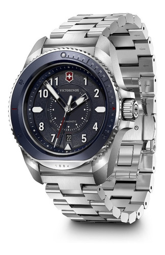 Victorinox Reloj Journey 1884, Caballero, Brazalete, Azul Correa Plateado Bisel Plateado