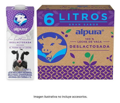 6 Pack De Leche Deslactosada Alputa 1 Litro