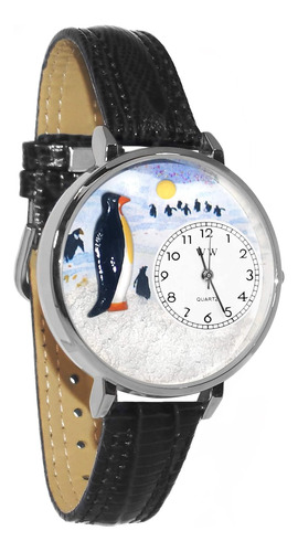 Pingüino 3d Reloj | Oro O Plata Acabado Grande O Peque...