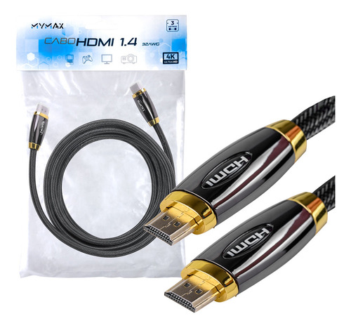 Cabo De Video Hdmi 1.4v 3 Metros 32awg Od 7.3 Mymax