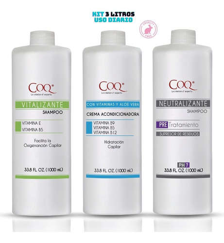 Kit X3: Shampoo Vitaminas + Acondicionador + Neutro 3 Litros