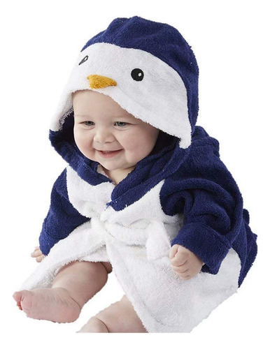 Albornoz Para Bebé Niño Con Capucha, Toalla De Baño De Rizo