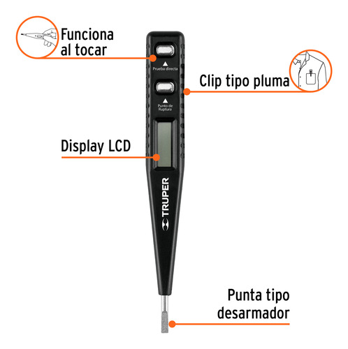 Probador Digital De Corriente Punta Plana Ca/cc Truper 18333