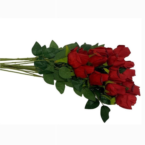 24 Rosas Artificiais Ótimo Preço Botões Rosa Vermelho | Frete grátis