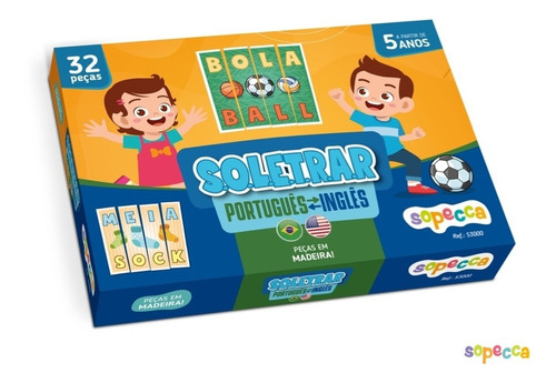 Jogo Infantil Soletrar 32 Peças Em Mdf Sopecca - S3000