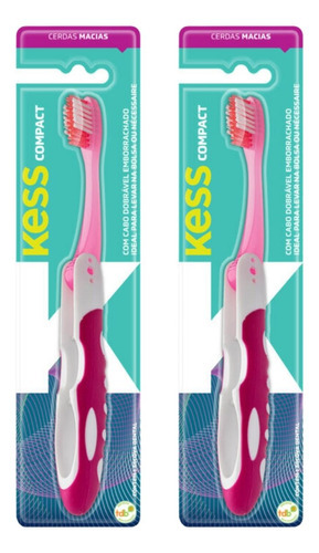 Kit Escova Dental Compact Macia Kess Belliz Rosa C/2