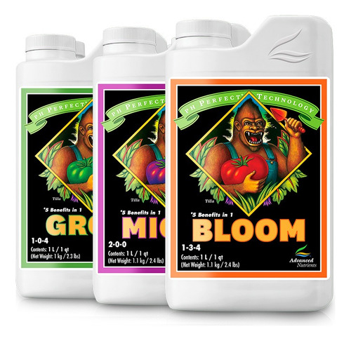 Bases Grow, Micro, Bloom 1 L - Advanced Nutrients