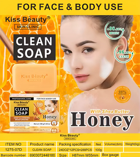 Jabon Facial Corporal Miel Limpieza Aclara Antiacne