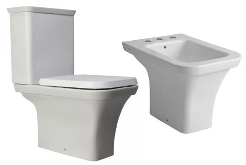 Set Inodoro Largo Tapa Amortiguada Bidet Milena Ferrum