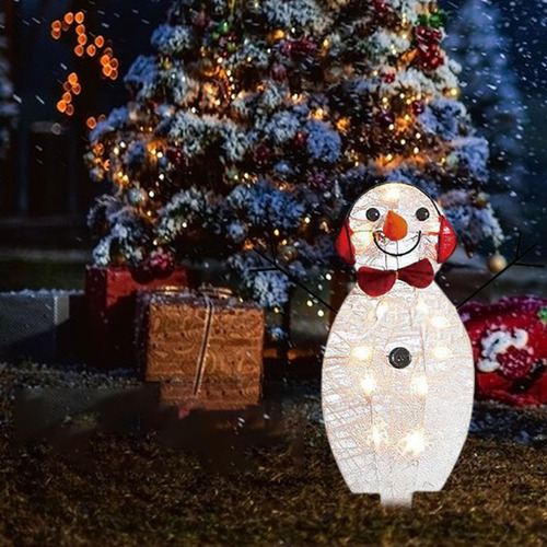 Muñeco De Nieve De Navidad Led Enciende La Linterna De