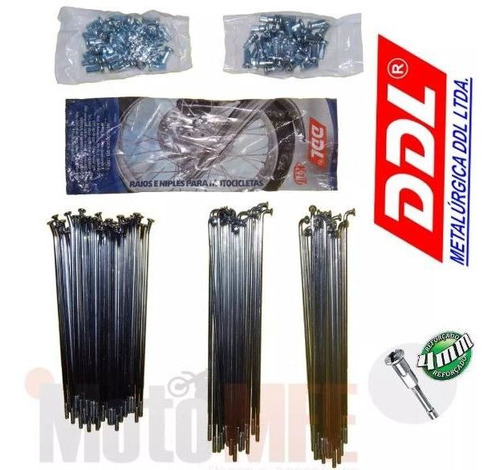 Imagem 2 de 4 de Raio Dianteiro + Traseiro Ddl 4mm Bros 150 A Disco Cromado