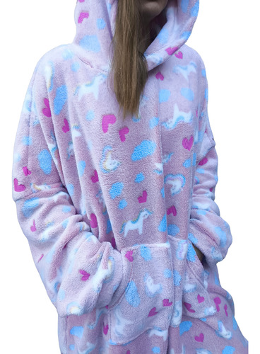 Maxi Buzo Manta Canguro Capucha Oversize Peluche Canguro