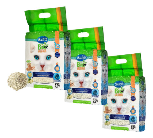 Kit 3 Areia Granulado Biodegradável Tofu Higiênico 2,5kg