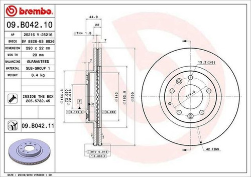 Disco Freno Brembo Lexus Sc430 2003 2004 2005 2006 2007