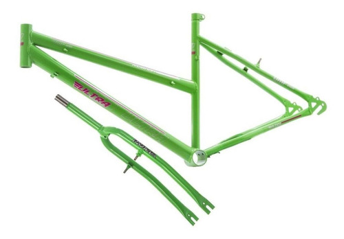 Quadro Aro 26 Ultra Bikes Em Aço Carbono Com Garfo Feminino Cor Verde Kw