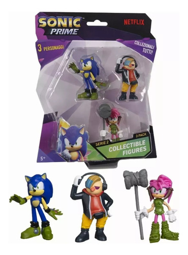 Kit Com 3 Bonecos Sonic Prime, Dr. Dont E Thorn Rose