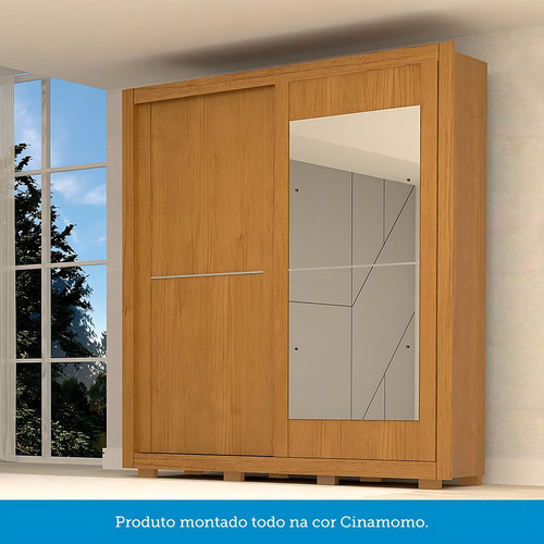 Guarda-roupa Casal 2 Portas De Correr Com Espelhos 100% Mdf
