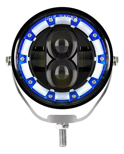 Faro Led Moto Lupa Proyector Blanco Y Ojo Angel Azul Ambar