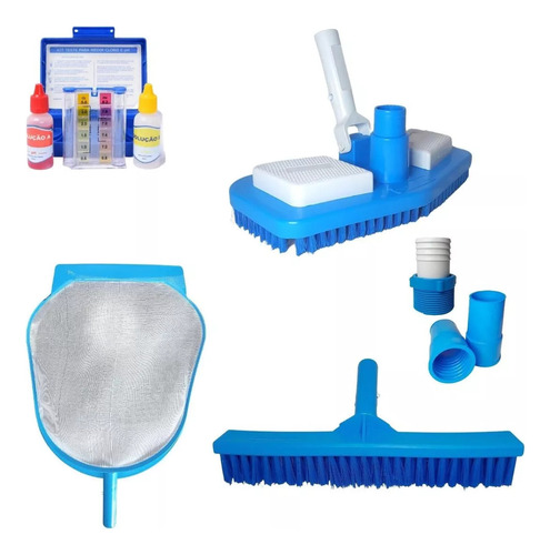 Kit Limpeza Piscina Com Estojo De Teste Para Água