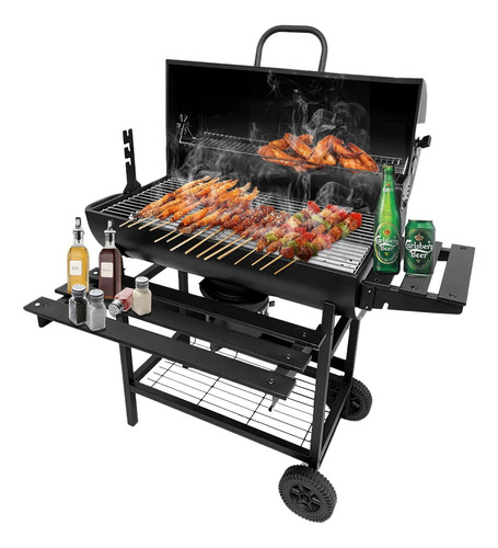 Asador De Carbón Tipo Barrill 70 Cm Parrilladas Color Negro